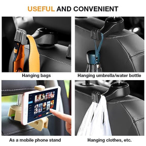 2 in 1 Car Headrest Hidden Hook Phone Holder