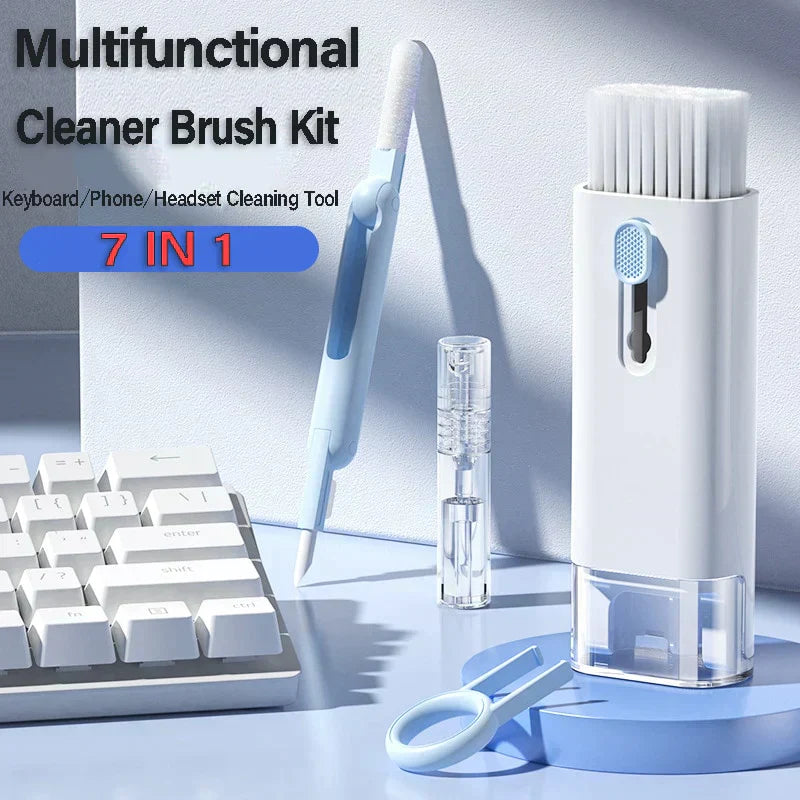 7-in-1 Portable Multifunctional Cleaning Tool Kit for Keyboards, Earphones, Computers, Phones & more