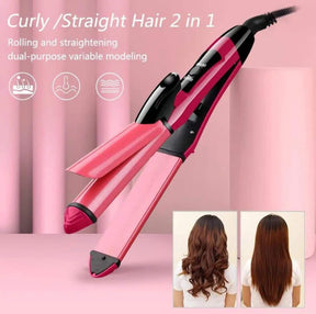 Professional 2 in 1 Ceramic Hair Straightener Curler Flat Iron Hair Curling Irons Straight and Curl Hair Styling Tools