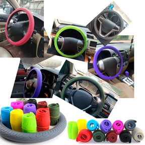 Leather Texture Car Auto Silicone Steering Wheel Glove Cover