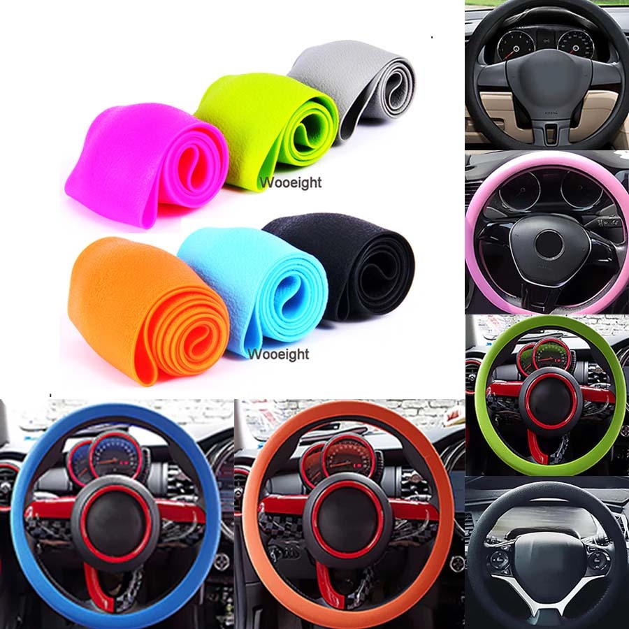 Leather Texture Car Auto Silicone Steering Wheel Glove Cover