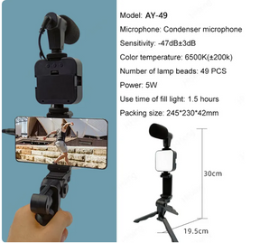 Portable Vlogging Kit Video Making Equipment with Tripod Bluetooth Control