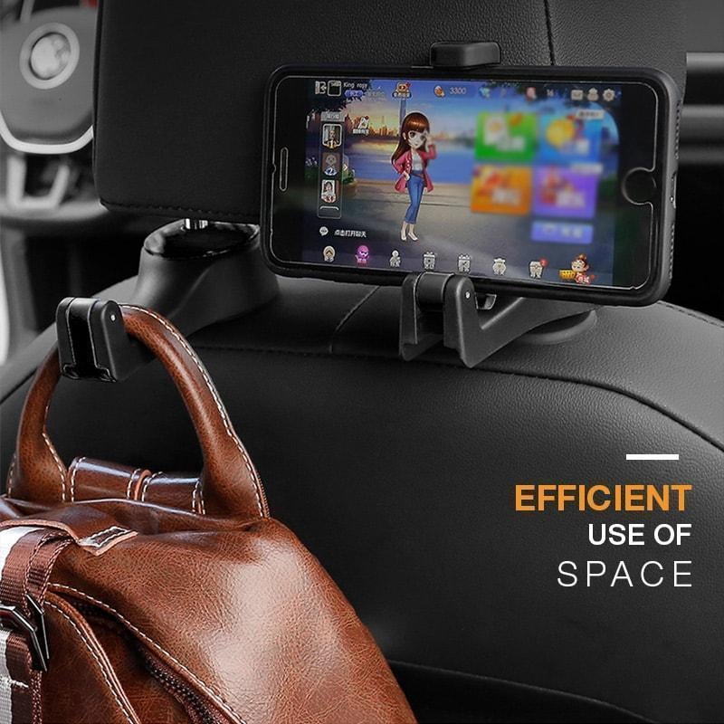 2 in 1 Car Headrest Hidden Hook Phone Holder