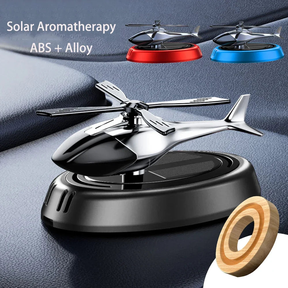 Car Solar Air Freshener Helicopter Rotating Perfume Diffuser