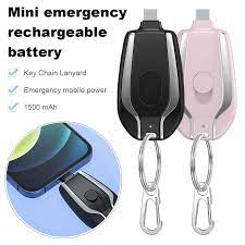 Portable Keychain Charger | 1500mAh Ultra-Compact Mini Battery Pack | Fast Charging Backup Power Bank For Iphone Devices