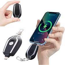 Portable Keychain Charger | 1500mAh Ultra-Compact Mini Battery Pack | Fast Charging Backup Power Bank For Iphone Devices