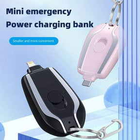 Portable Keychain Charger | 1500mAh Ultra-Compact Mini Battery Pack | Fast Charging Backup Power Bank For Iphone Devices