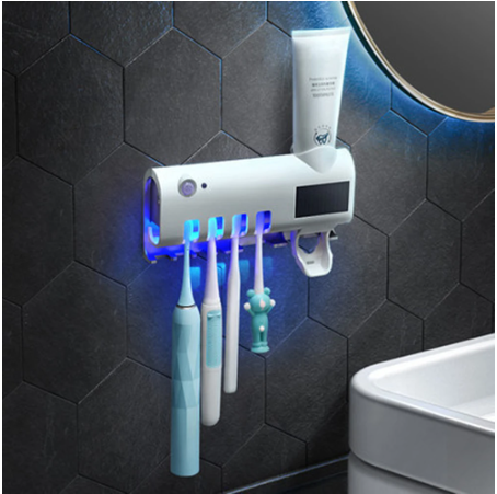 Solar Energy UV Toothpaste Dispenser Toothbrush Holder Wall